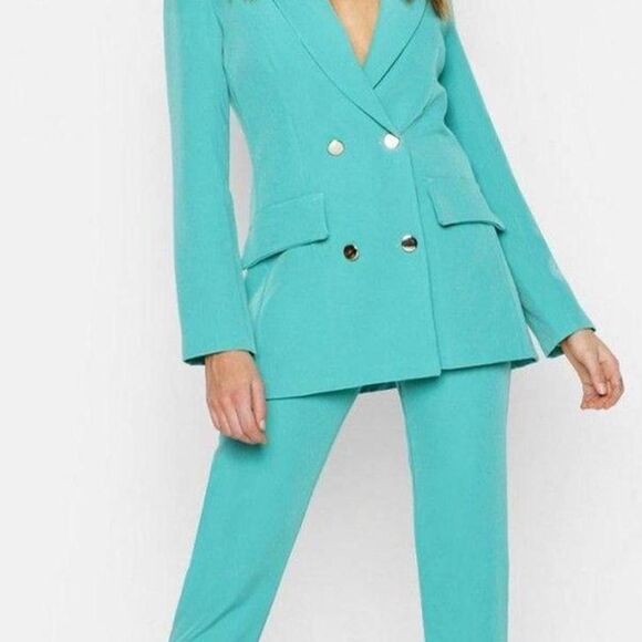 Boohoo Pants - Boohoo Women's Blue Blazer and Pant Suit Set